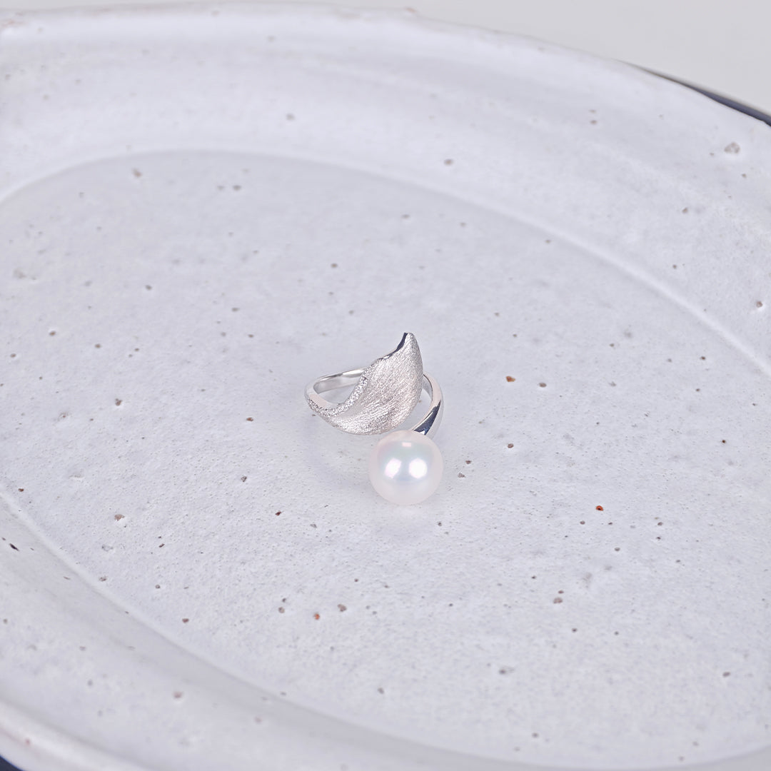 S925 Silver - White Near-Round Freshwater Pearl Ring | 10–11mm AAA Grade