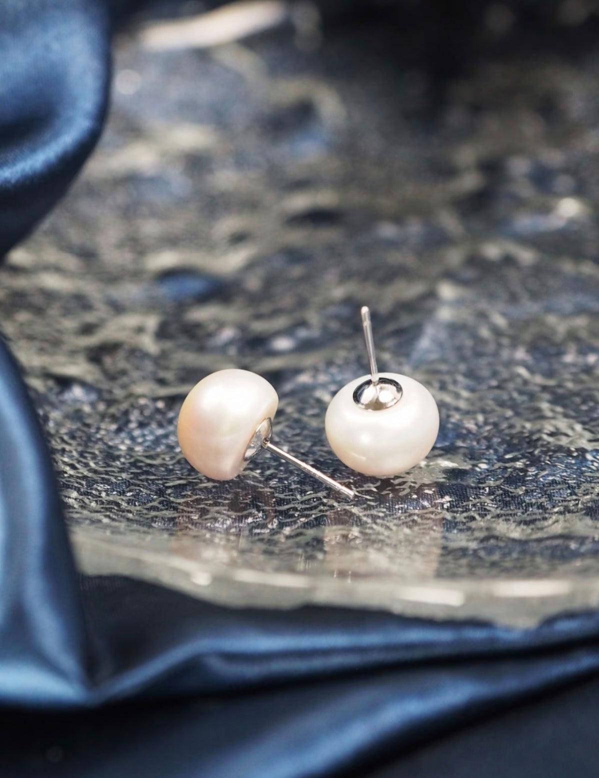 Classic Bun-Shaped Freshwater Pearl Stud Earrings