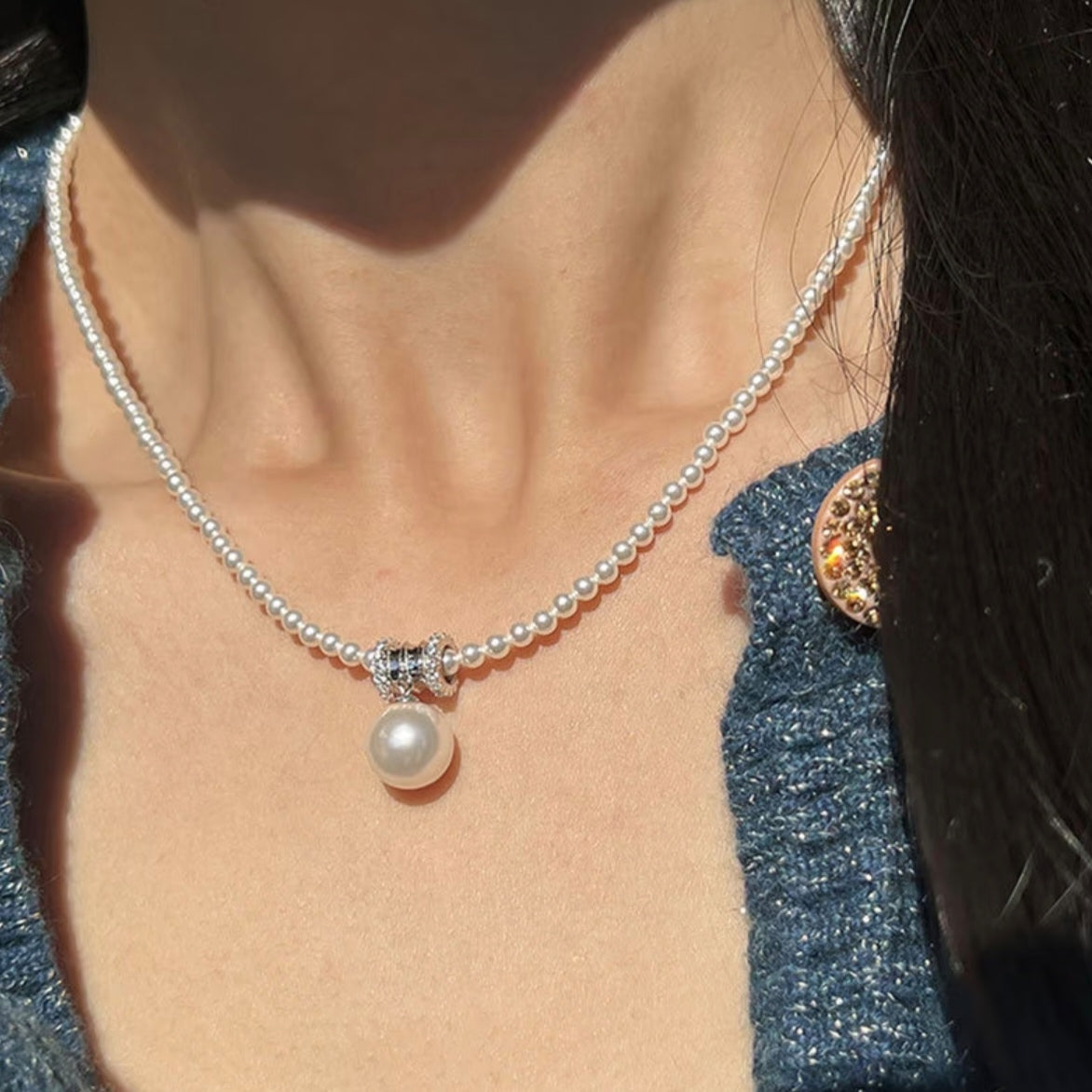 S925 Silver - Freshwater Round Pearl Necklace