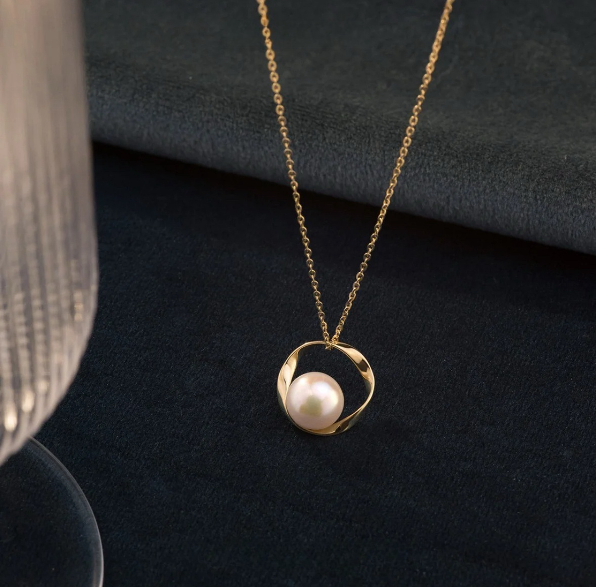 Crescent Moon Pearl Necklace