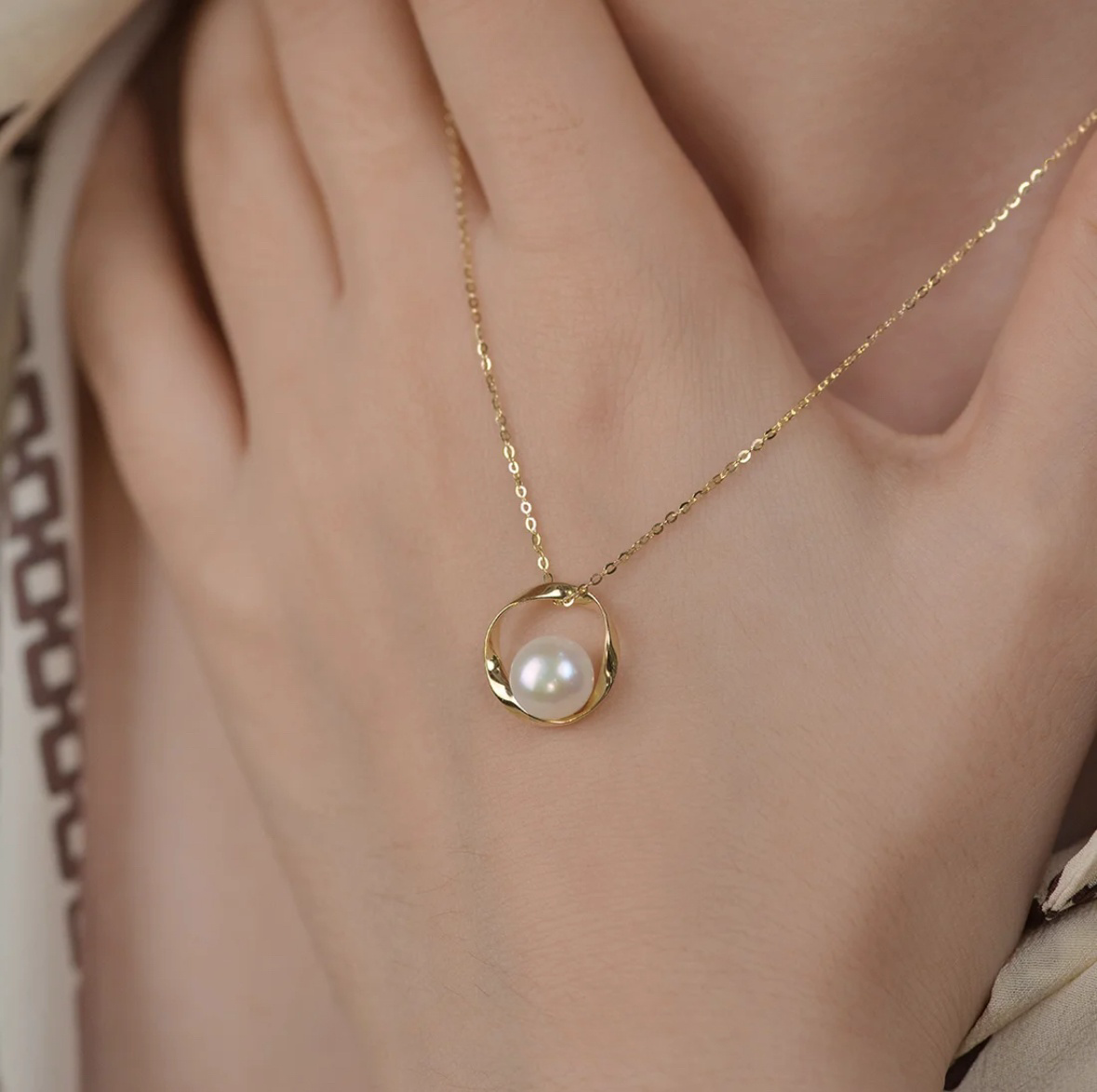 Crescent Moon Pearl Necklace