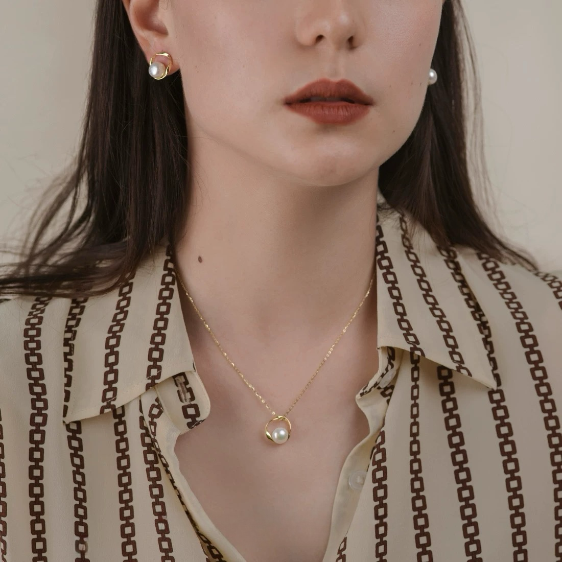 Crescent Moon Pearl Necklace