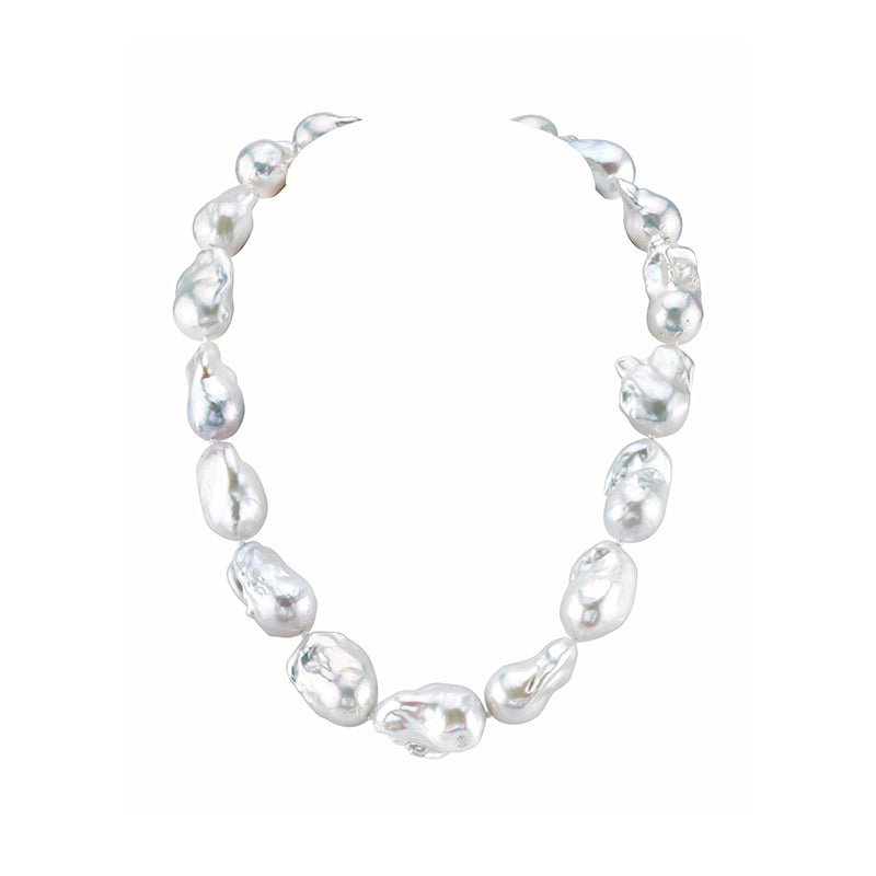White Baroque Pearl Necklace – Bold & Luminous