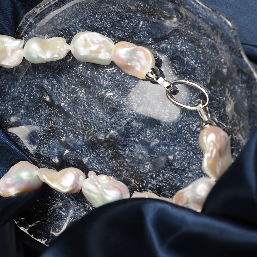 White Baroque Pearl Necklace – Bold & Luminous