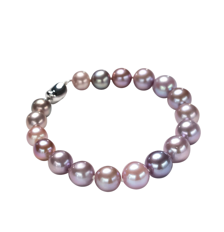 Pastel Purple Mixed-Color Freshwater Pearl Necklace & Bracelet Set