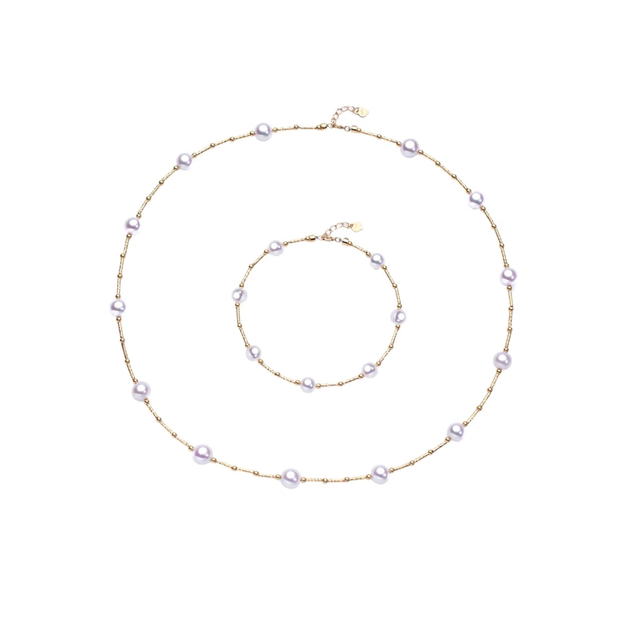 Aurora Glow 18K Gold Freshwater Pearl Galaxy Necklace & Bracelet