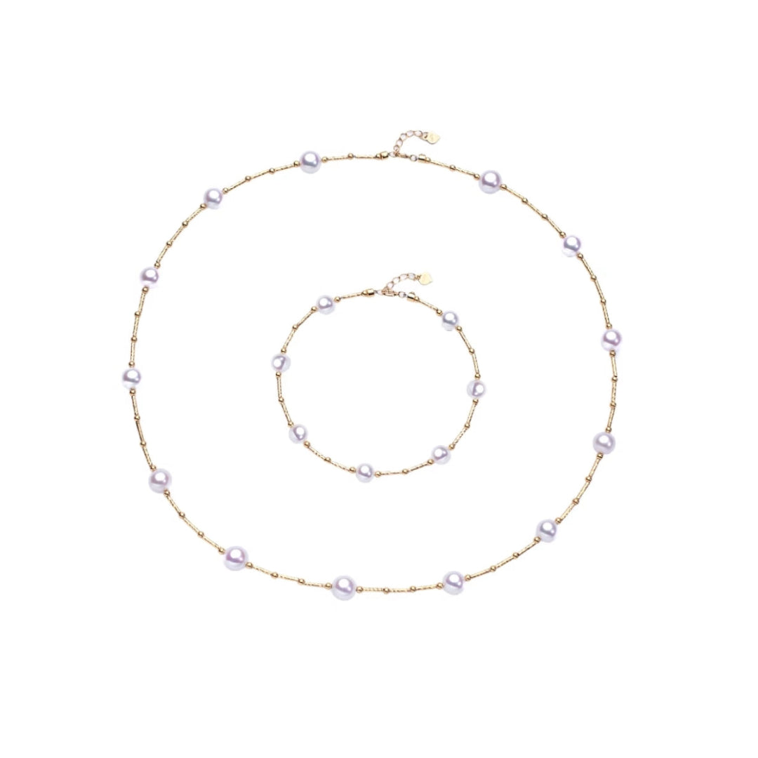 18K Gold - Aurora Glow Pearl Jewelry Set