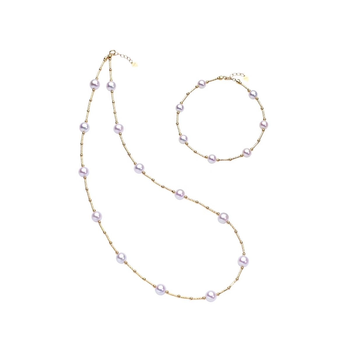 Aurora Glow 18K Gold Freshwater Pearl Galaxy Necklace & Bracelet