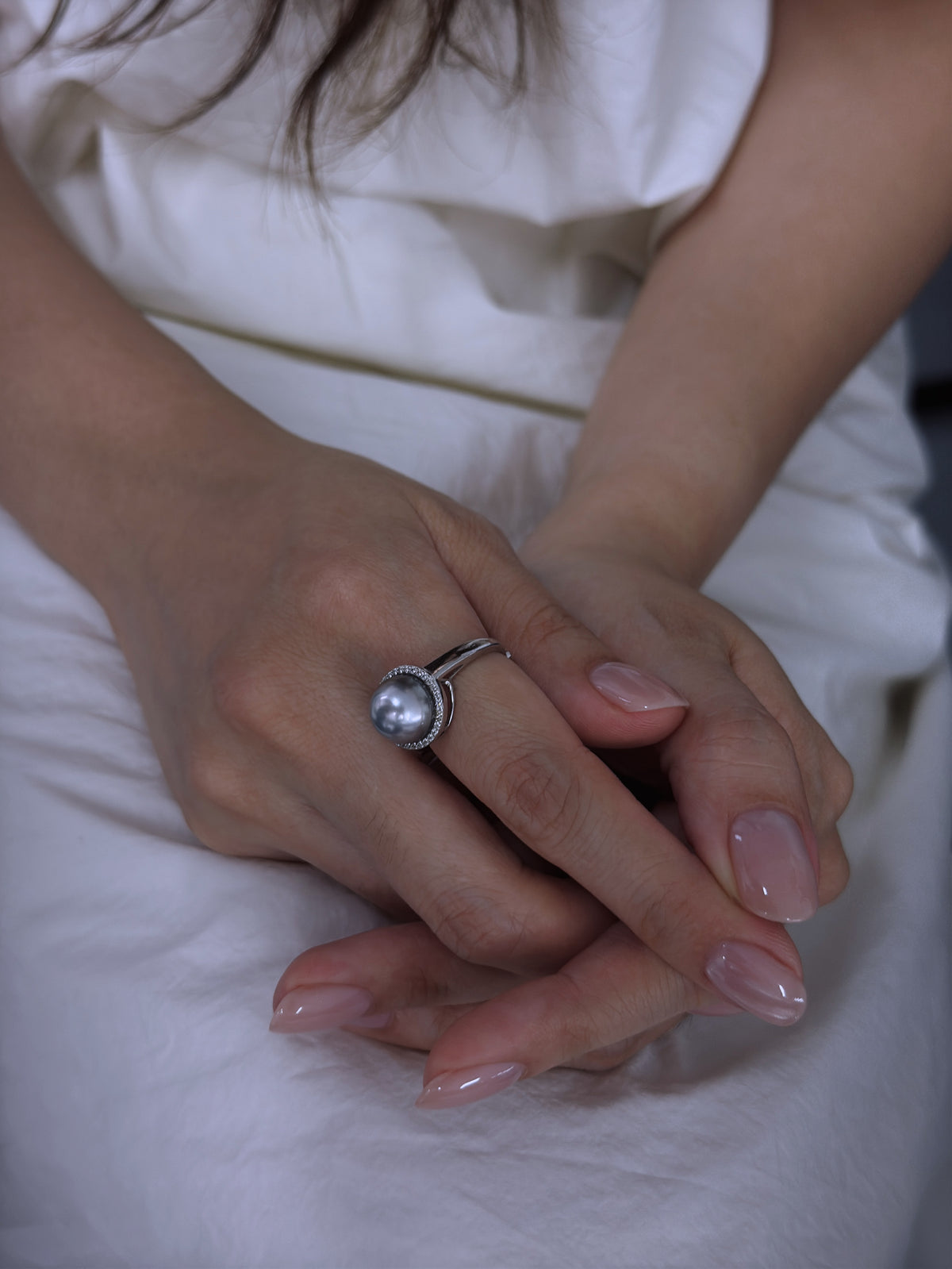 S925 Silver - Silver-Grey Tahitian Pearl Ring | 10–11mm AAA Grade