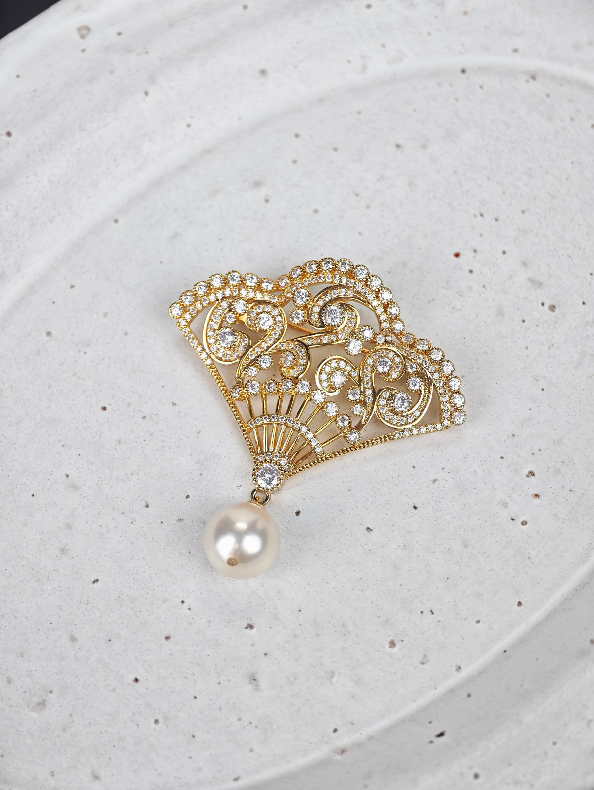 Australian White South Sea Pearl Brooch | 11–12mm AAA Grade | Near-Round Pearl