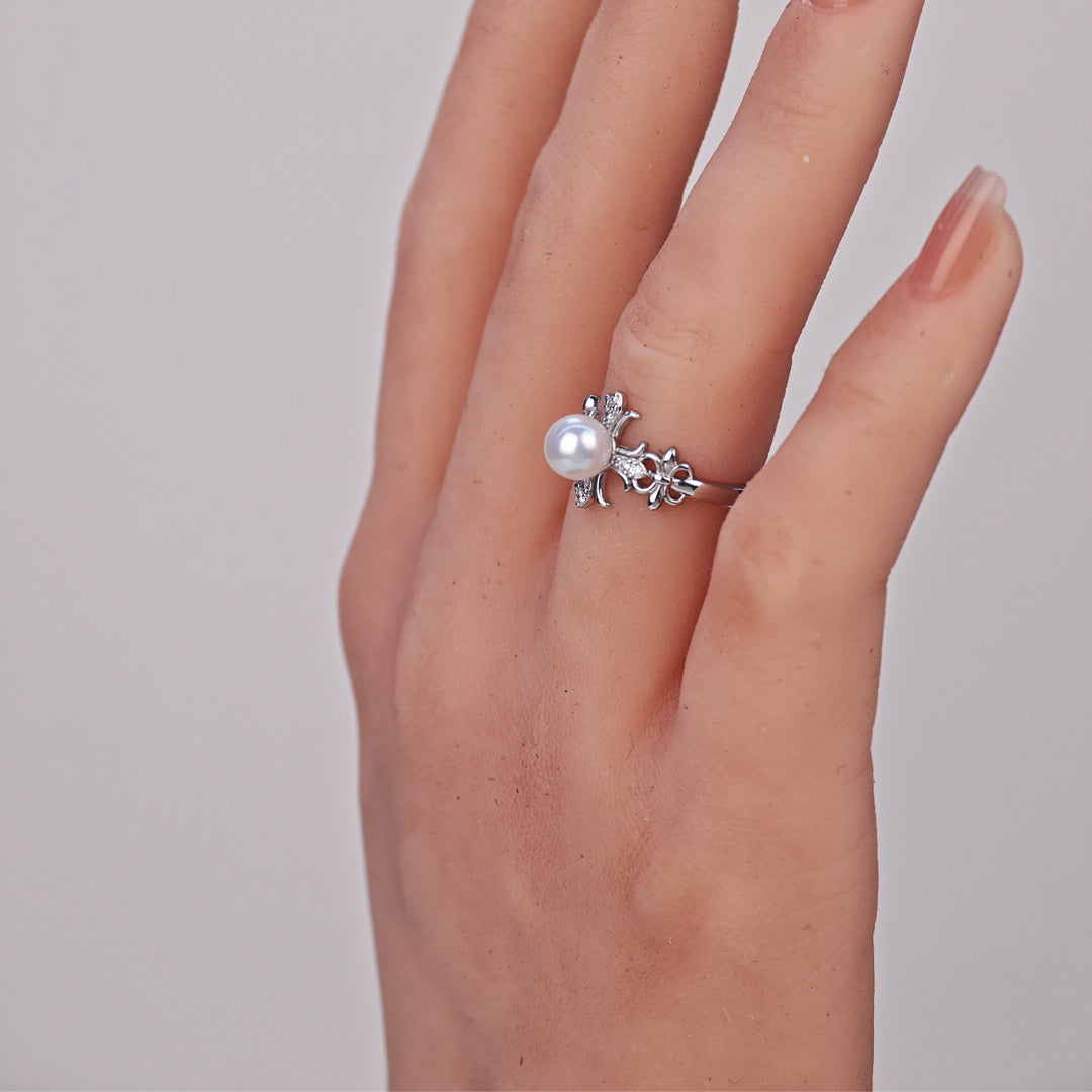 S925 Silver - White Freshwater Pearl Ring | 6–9mm AAA Grade