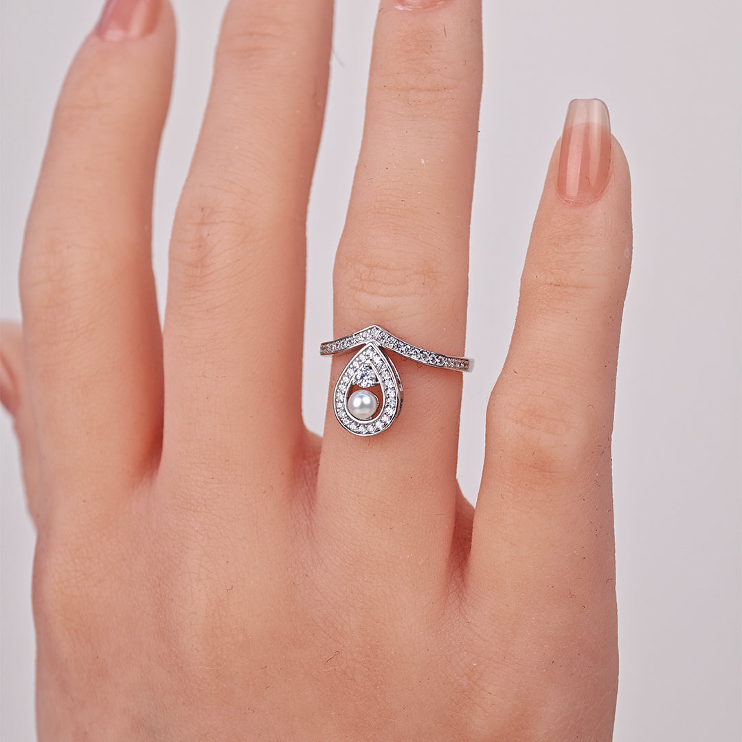S925 Silver - White Freshwater Pearl Ring | 3–4mm AAA Grade