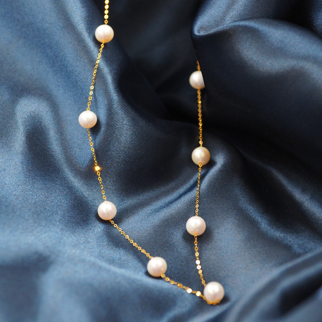 18K Gold - Starlit Freshwater Pearl Necklace