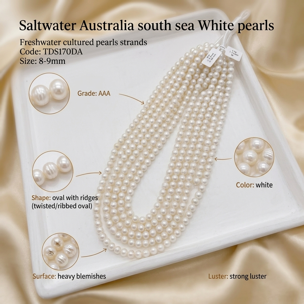 White Freshwater Pearl Strand | 8–9mm AAA Grade