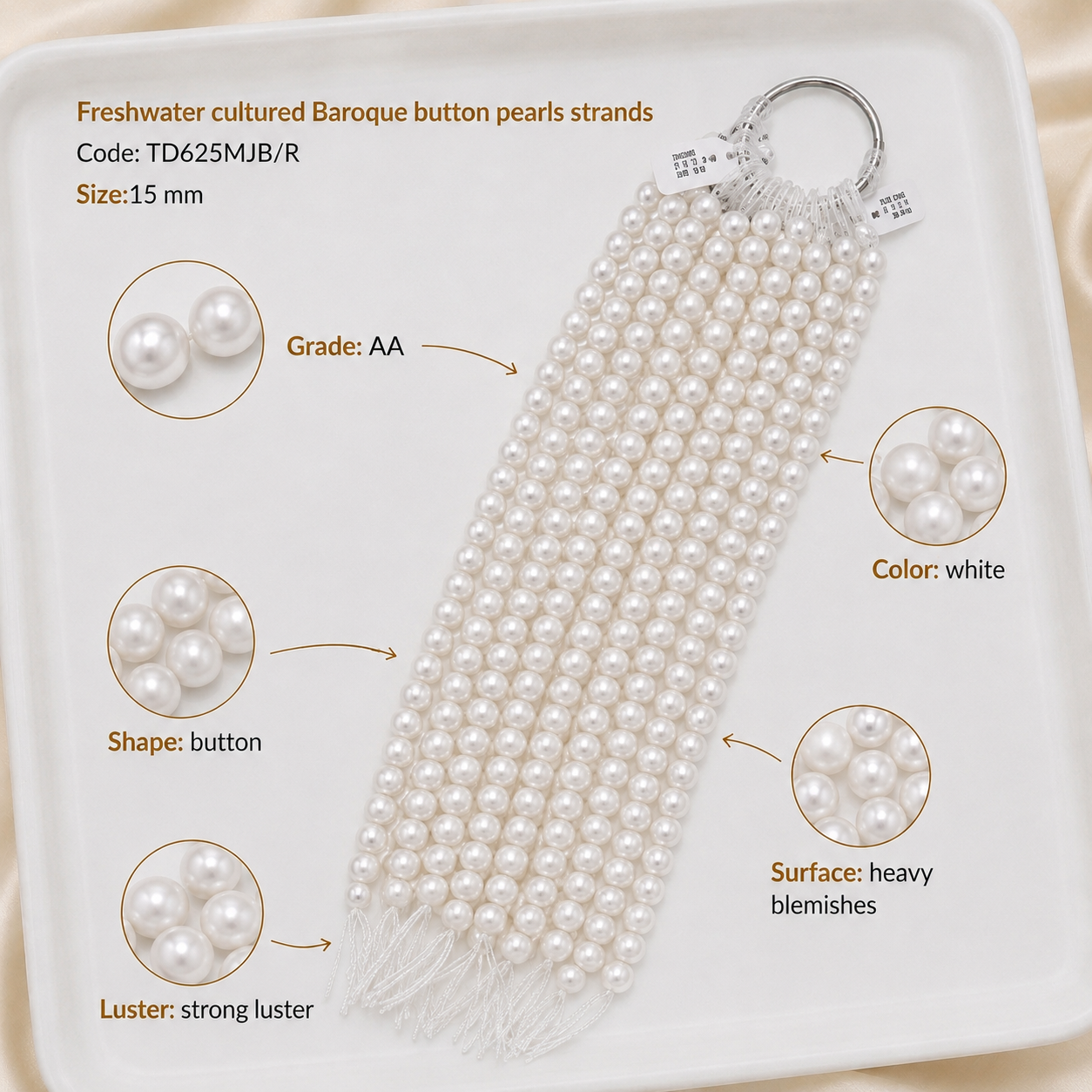 White Freshwater Pearl Strand | 3.5–4mm AAAA+ Grade