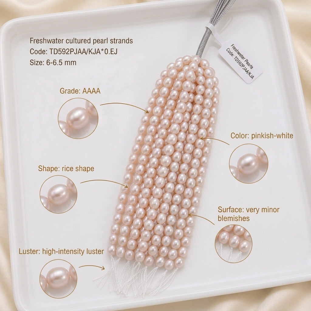 Pinkish-White Freshwater Pearl Strand | 6–6.5mm AAAA Grade
