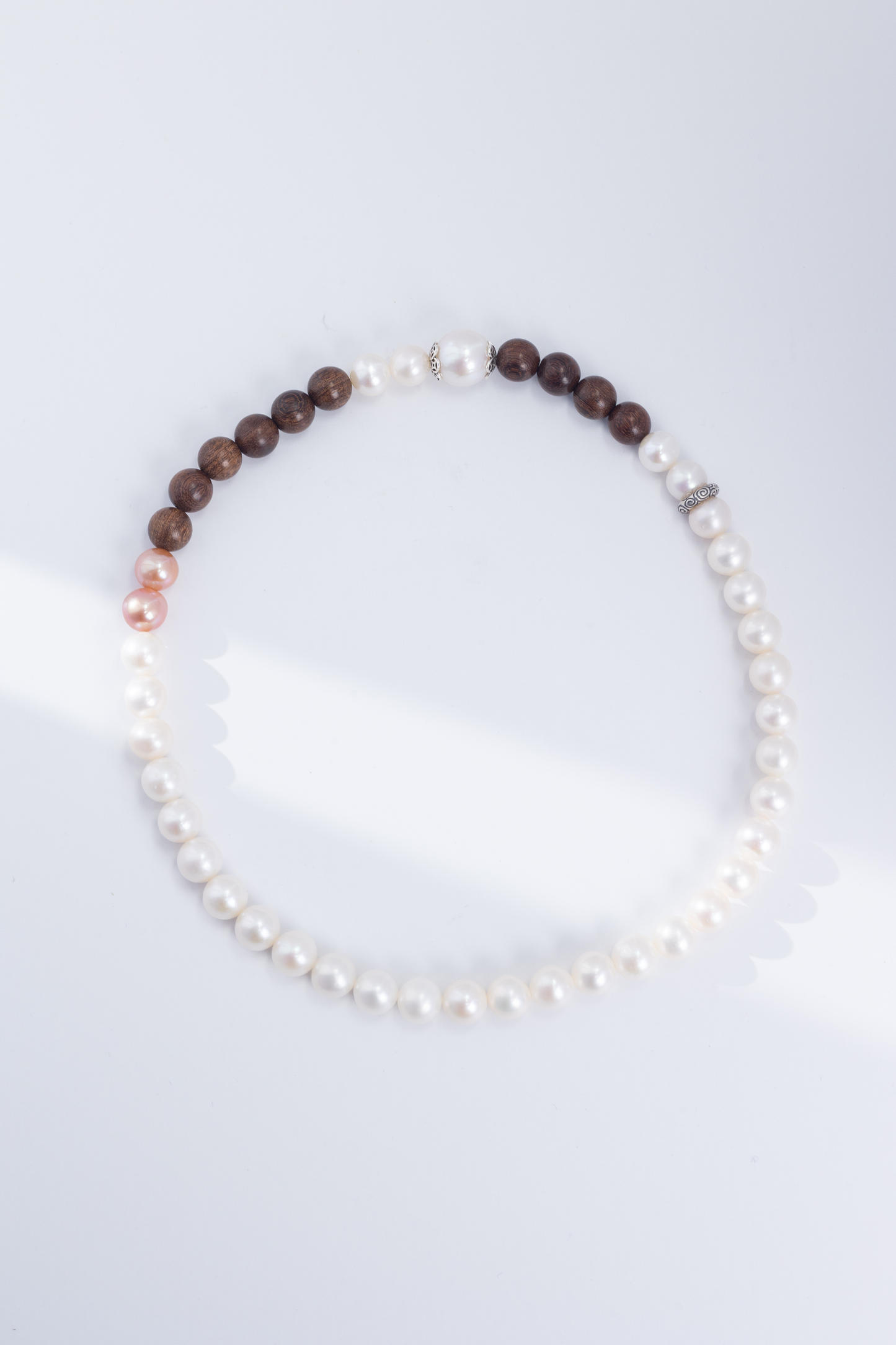 S925 Silver & Sandalwood - Freshwater Pearl Bracelet | 7–12mm AAA Grade