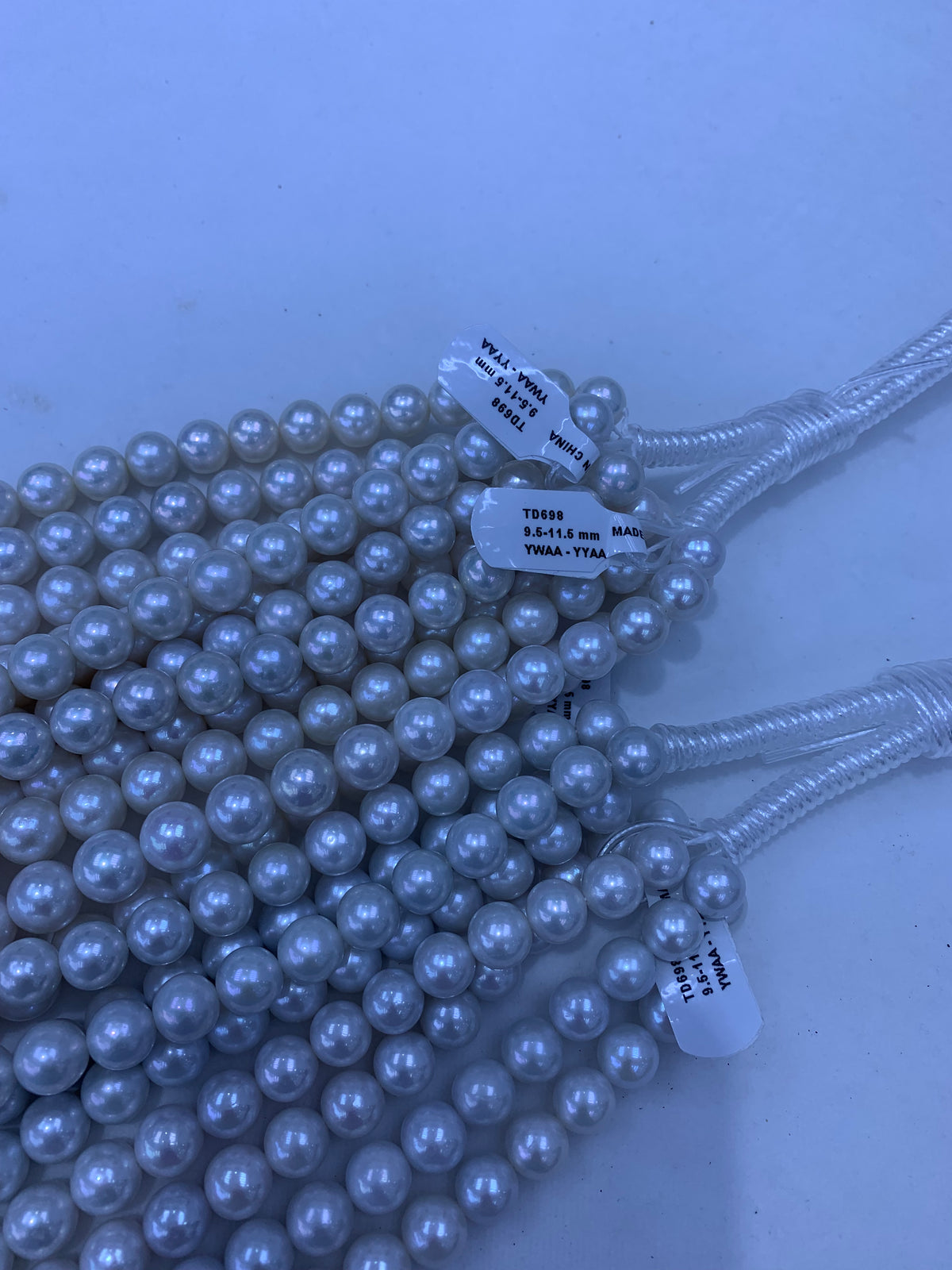 White Round Freshwater Pearl Strand | 9.5–11.5mm AAAA Grade | Per Strand