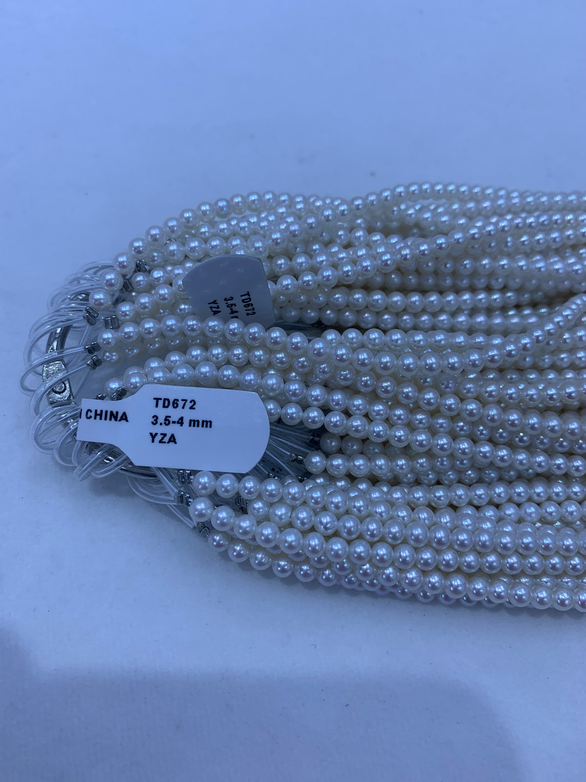 White Round Freshwater Pearl Strand | 3.5–4mm AAAA Grade | Per Strand