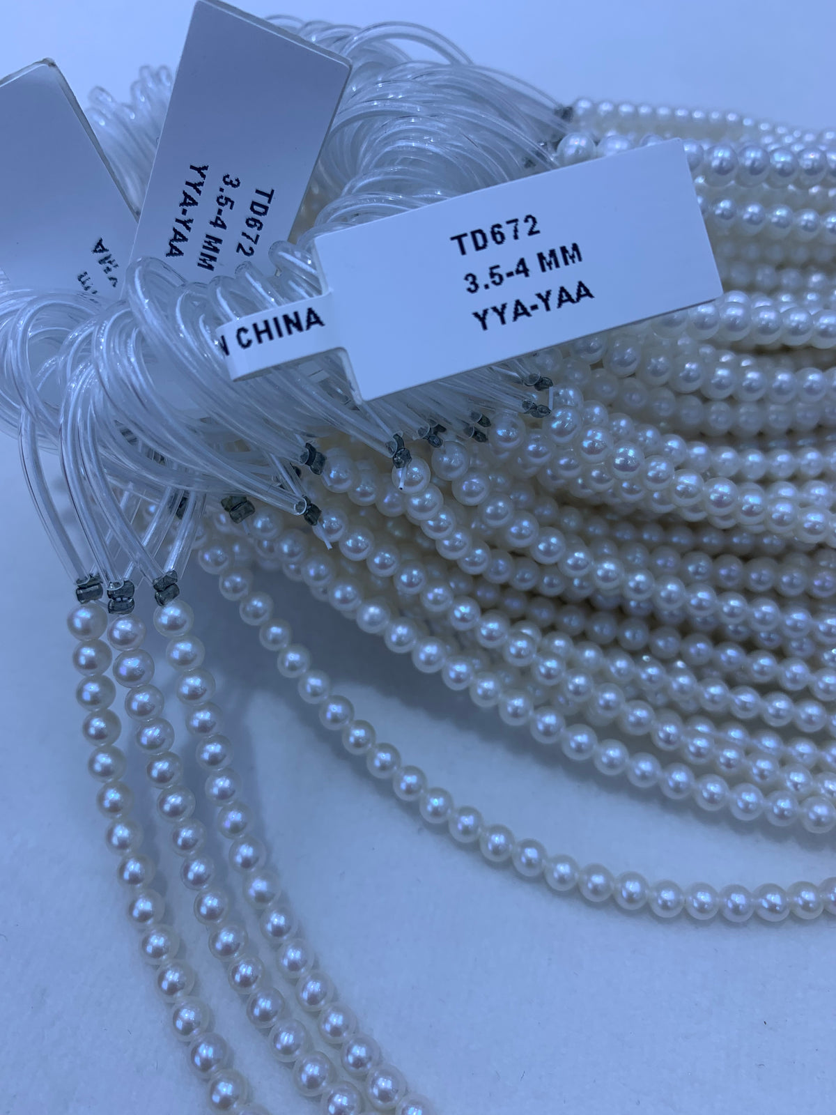 White Round Freshwater Pearl Strand | 3.5–4mm AAA Grade | Per Strand