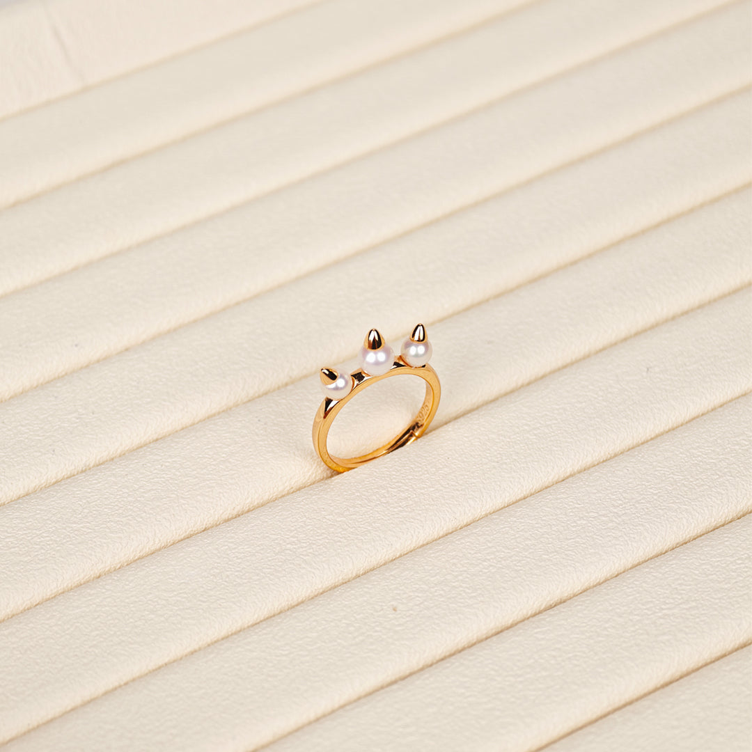 S925 Silver - White Freshwater Pearl Ring | 5–6mm AAA Grade | Near Round Pearl