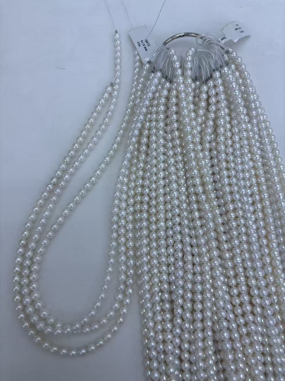White Freshwater Rice Pearl Strand | 5–5.5mm AAA Grade