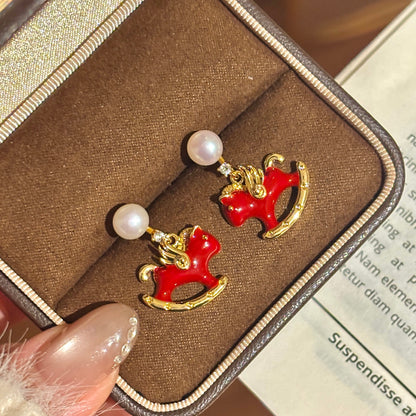 Alloy - White Freshwater Pearl New Year Earrings | 5–6mm