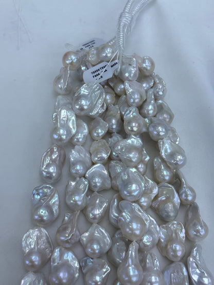 White Baroque Freshwater Pearl Strand | 15–17mm AAA Grade