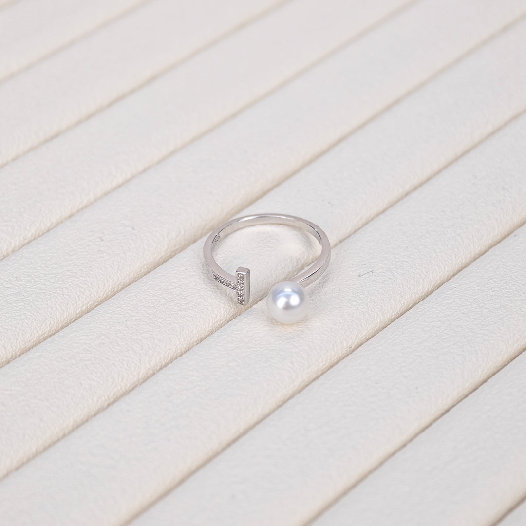 S925 Silver - White Freshwater Pearl Ring | 6–7mm AAA Grade