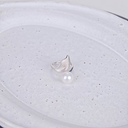 S925 Silver - White Near-Round Freshwater Pearl Ring | 10–11mm AAA Grade