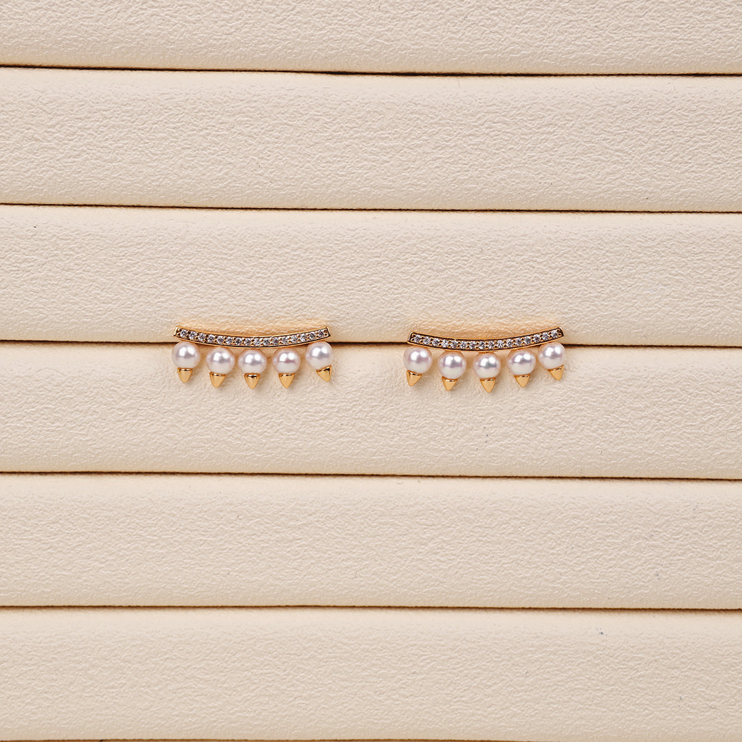 S925 Silver - White Near-Round Freshwater Pearl Earrings | 3–4mm AAA Grade