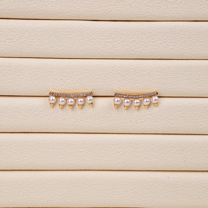 S925 Silver - White Near-Round Freshwater Pearl Earrings | 3–4mm AAA Grade
