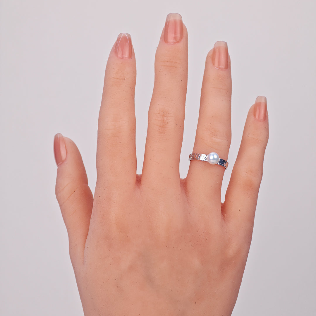 S925 Silver - White Freshwater Pearl Ring | 5–6mm AAA Grade