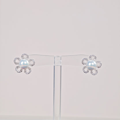 S925 Silver - White Freshwater Pearl Earrings | 8–9mm AAA Grade