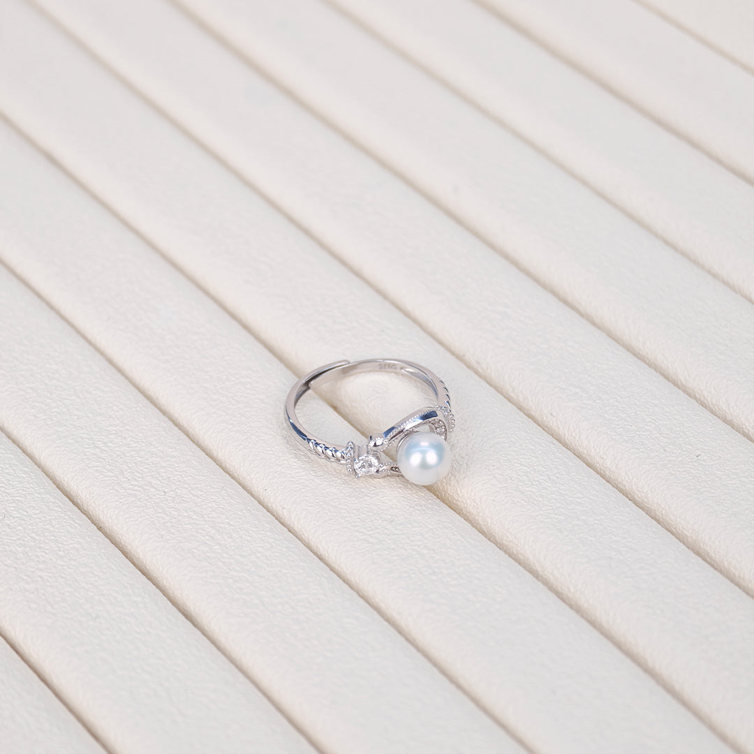 S925 Silver - White Freshwater Pearl Ring | 6–7mm AAA Grade