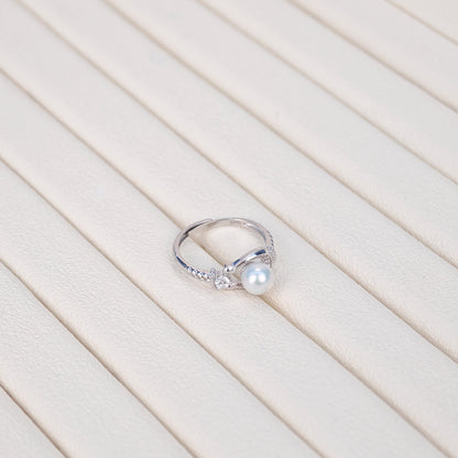 S925 Silver - White Freshwater Pearl Ring | 6–7mm AAA Grade