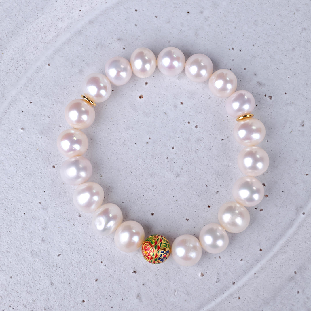 S925 Silver - White Freshwater Pearl Bracelet | 9–11mm AAA Grade