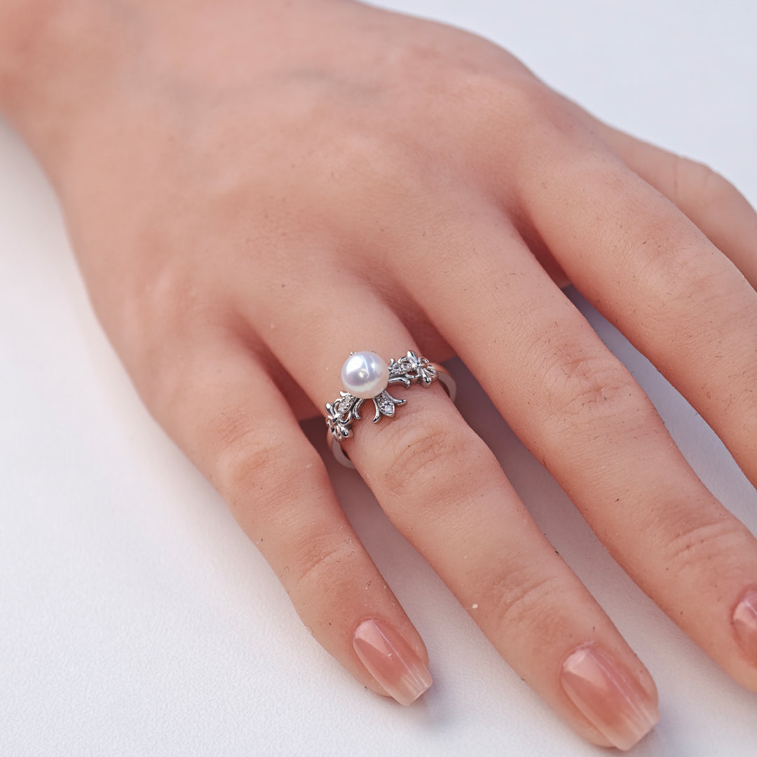S925 Silver - White Freshwater Pearl Ring | 6–9mm AAA Grade