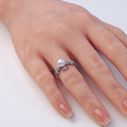 S925 Silver - White Freshwater Pearl Ring | 6–9mm AAA Grade