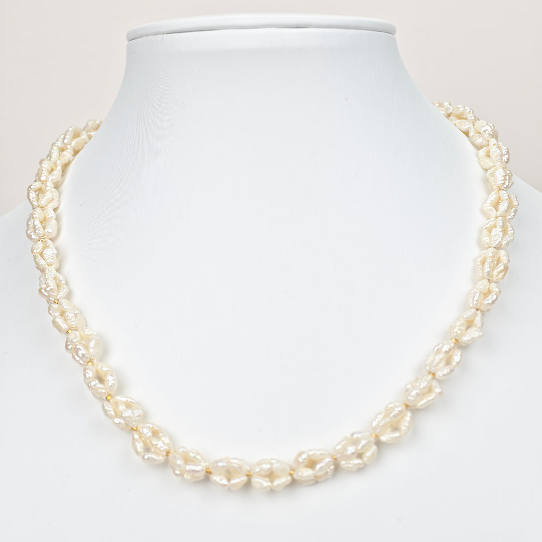 S925 Silver - White Keshi Freshwater Pearl Necklace | 4–5mm AA Grade