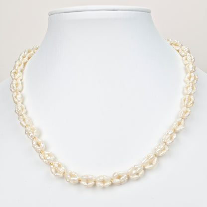 S925 Silver - White Keshi Freshwater Pearl Necklace | 4–5mm AA Grade