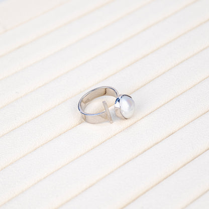 S925 Silver - White Freshwater Keshi Pearl Ring | 13–14mm AAA Grade