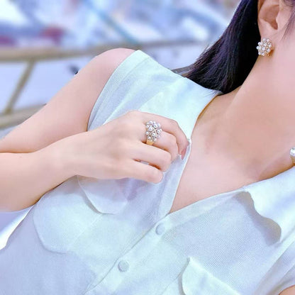 18K Gold & Natural Diamond - Akoya Pearl Ring | 3–4.5mm AAAA Grade