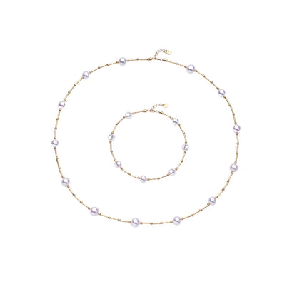 Aurora Glow 18K Gold Freshwater Pearl Galaxy Necklace & Bracelet