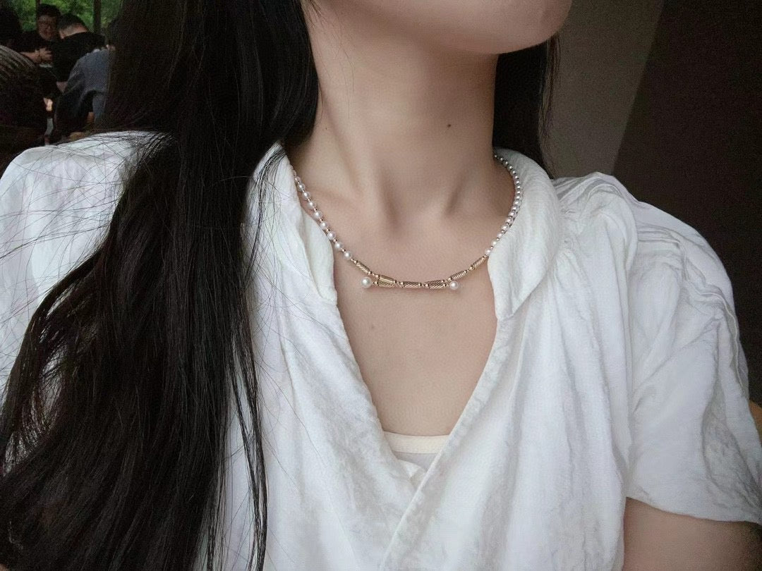 18K Gold-Plated Sterling Silver - Freshwater Baby Pearl Versatile Necklace | 3–4mm