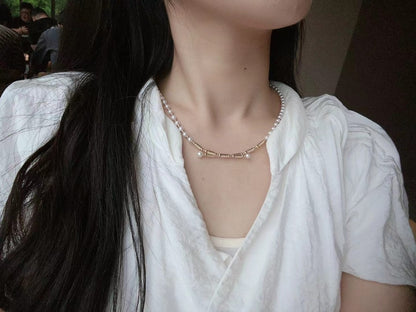 18K Gold-Plated Sterling Silver - Freshwater Baby Pearl Versatile Necklace | 3–4mm