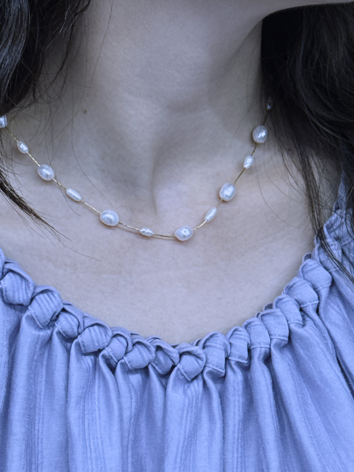 Titanium Steel - White Freshwater Pearl Necklace | 3–7mm AAA Grade