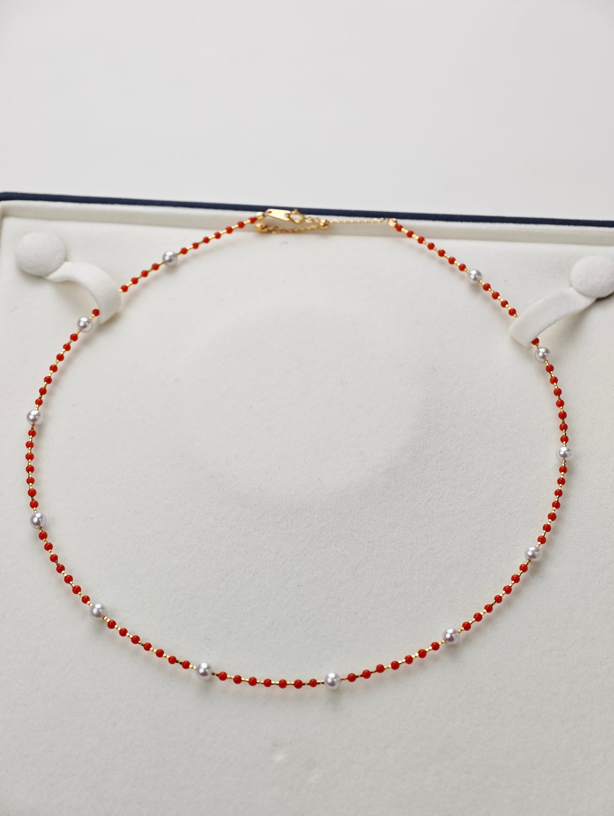 S925 Silver & South Red Agate - White Freshwater Pearl Necklace | 3–4mm AAA Grade