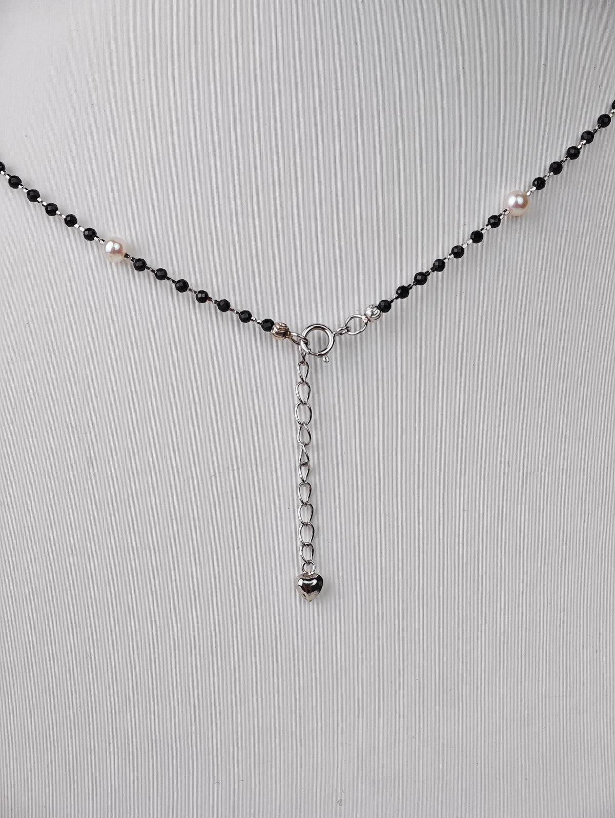 S925 Silver & Spinel - White Freshwater Pearl Necklace | 3–4mm AAA Grade | 40+3cm