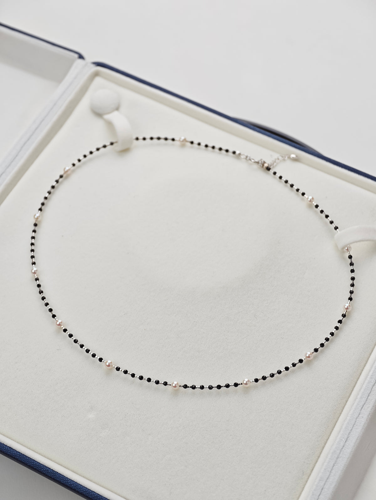 S925 Silver & Spinel - White Freshwater Pearl Necklace | 3–4mm AAA Grade | 40+3cm